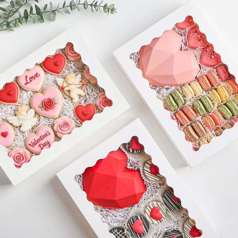 20 Pack Cookie Boxes, 14x10x2.5 Inch Large Bakery Boxes with Window, Auto-Pop... gallery