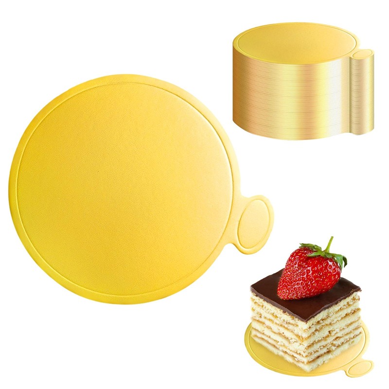 3.5 Inch Mini Cake Boards: 50pcs Golden Round Mousse Cupcake Base, Bases Para…