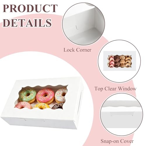 Pack White Cookie Boxes with Clear Window, 7" x 4 3/8" x 1 1/2" Bakery Treat 20 gallery