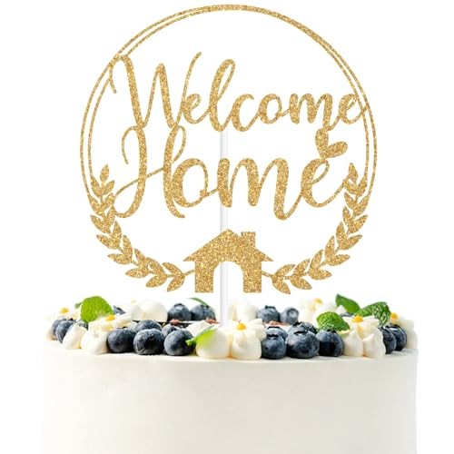 Gold Glitter Welcome Home Cake Topper, Home Sweet Home/Welcome New Home,