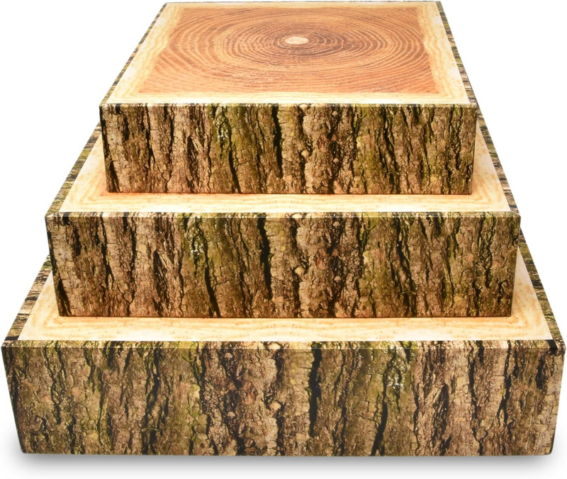 Wood Look Cake Stand Holder Set of 3 Square Cardboard Dessert Display Stands 8 1 gallery