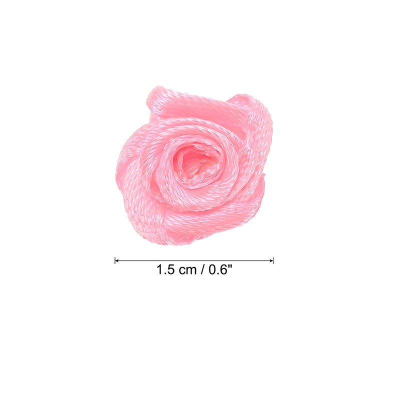 30Pack Mini Satin Ribbon Roses Fabric Flowers Embellishments Rosettes Pink gallery