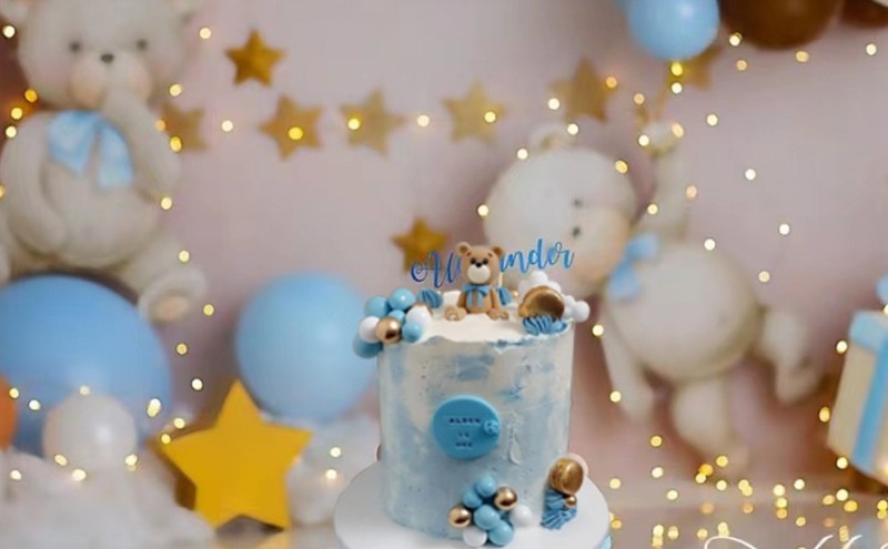 Bear Cake Toppers Bear Balls Cake Decorations with Stars Clouds Cake Toppers for gallery