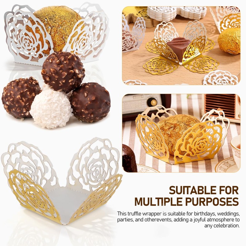 100 PCS Truffle Wrapper Liners Paper Mini Cupcake Chocolate Candy Tray gallery