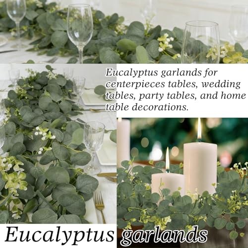 Eucalyptus Garland Faux Silk Leaf Silver Dollar Artificial Greenery 5.5 FT 1 gallery
