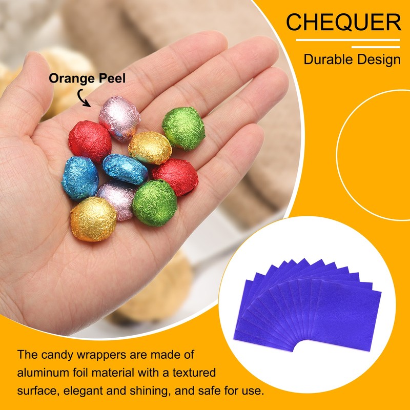 300pcs Candy Foil Wrappers,4 x 4Inch Chocolate Bar Wrappers(Orange Peel,Blue) gallery