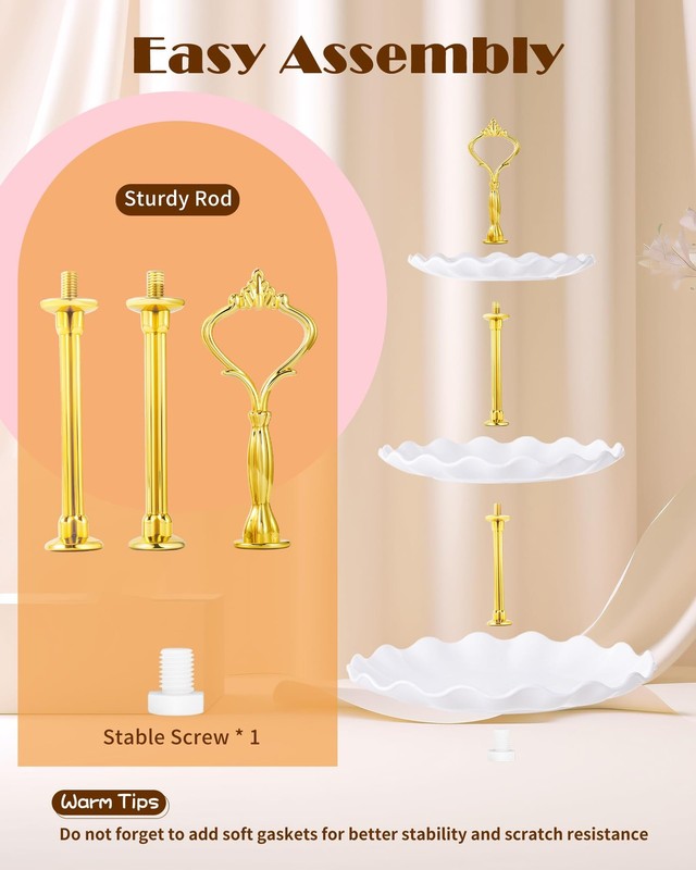 10 Pcs Cake Stand, Plastic Dessert Table Display Set, 4 Pcs 3 Tier Cupcake St... gallery