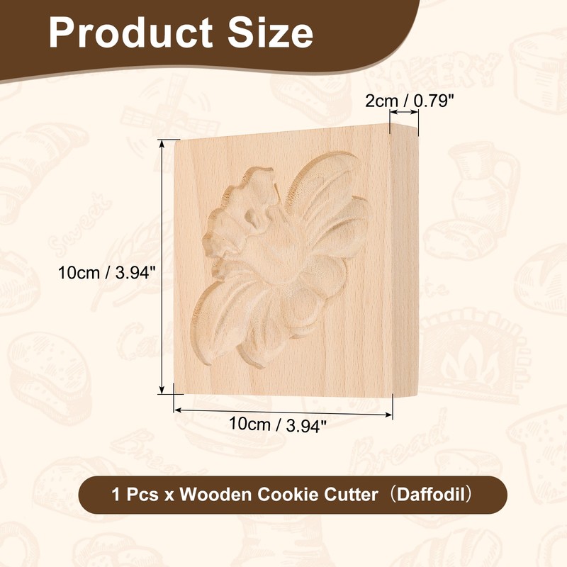Cookie Stamp, Wooden Cookie Biscuit Cutter (Daffodil) gallery
