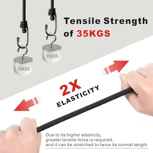 BEXSLE Bungee Cords with Hooks, Heavy Duty Outdoor Elastic 24 Inches X 4 Pcs gallery