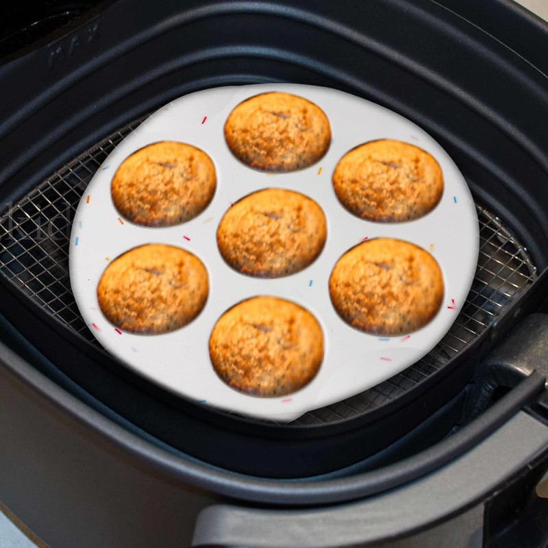 7-Cup Silicone Muffin & Tart Mold for Air Fryers - Dishwasher Safe & BPA Free gallery