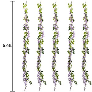 Wisteria Garland Artificial Flowers Wisteria Vine - 5Pcs Total 33ft ple gallery