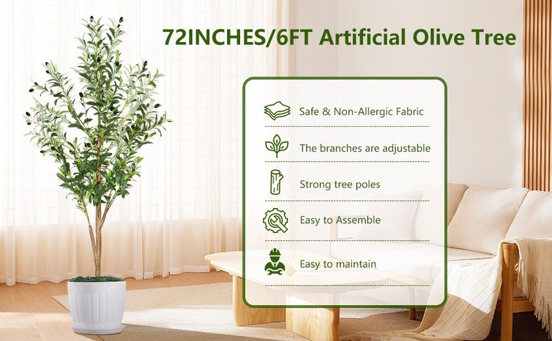6ft Faux Olive Tree, Artificial Olive Tree Indoor, High Imitat Silk gallery