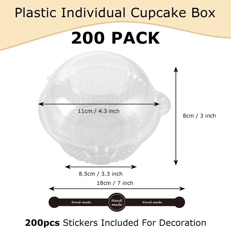 200 Pack Jumbo Muffin Containers, Individual Cupcake Holder with Lids, Thick ... gallery