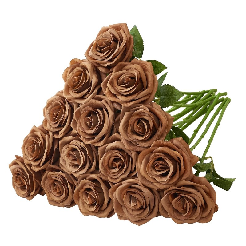 Carlita‘s Blooms 15pcs Fake Roses Artificial Silk Flowers Faux Rose Flower Long
