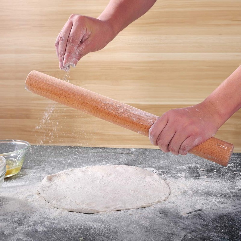 Etens Rolling Pin 17.3Inch, Professional Dowel Wood large, Silver gallery
