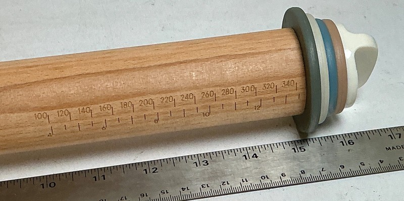 Figmint Adjustable Wooden Rolling Pin w Measurement Guide & Thickness Rings Exc gallery