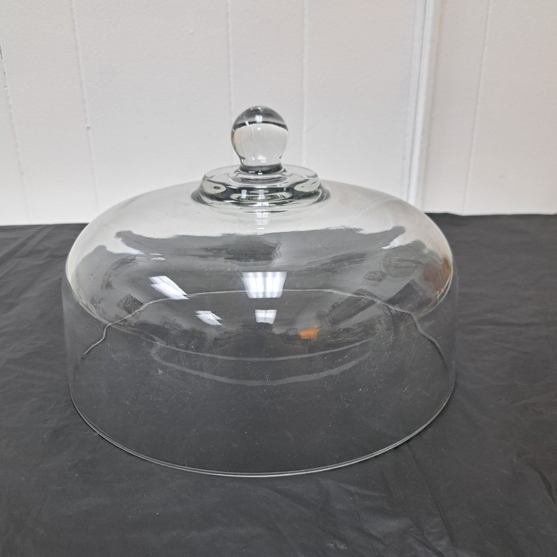 Vintage Clear Glass Ribbed Pedestal Cake Plate with Glass Dome 12" gallery
