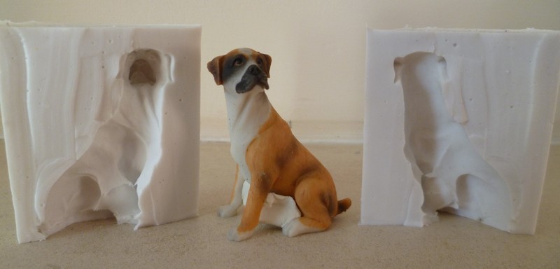 3D 6cm Sitting Boxer Dog Silicone Cake Mold Topper Chocolate Clay Etc.