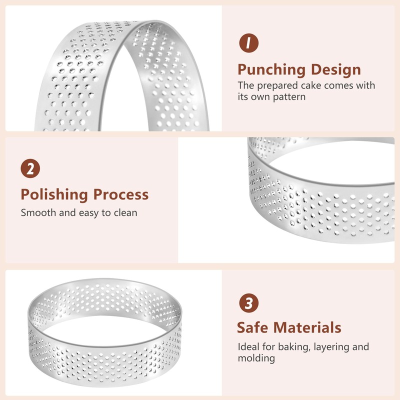 10Pcs Circular Tart Rings with Holes Stainless Steel Fruit Pie Quiches Cake2129 gallery