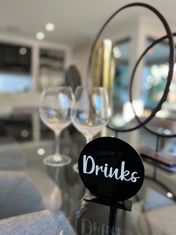 BLACK & WHITE TABLE TOP SIGN 125MM CIRCLE | ACRYLIC | PERSONALISED | WEDDING | B gallery