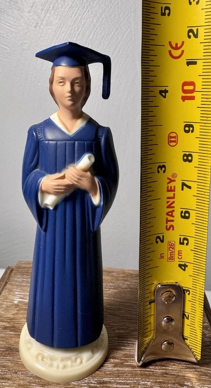 Vintage Mid-Century Graduate Celluloid Cake Topper - Female in Blue Gown gallery