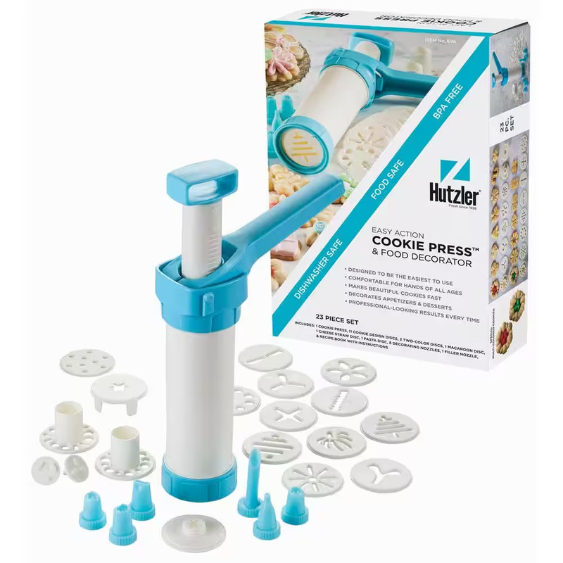 Hutzler 23-Piece Cookie Press and Decorating nozzles Food Decorator Set #3696