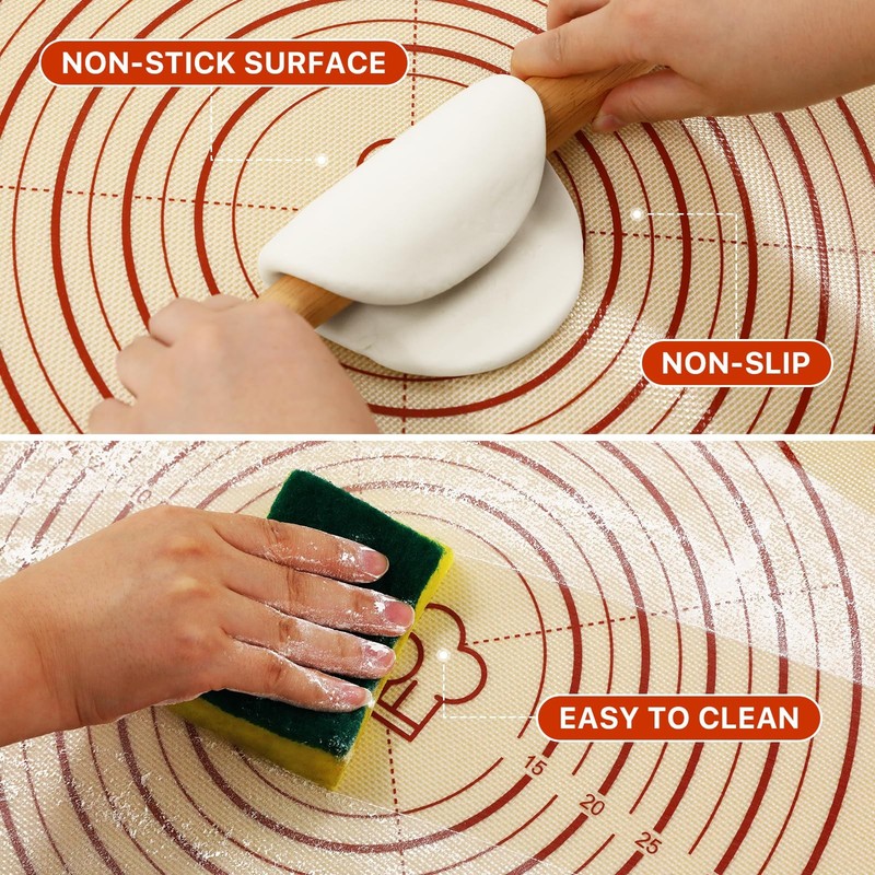 26x16 Inch Extra Thick Silicone Baking Mat with 26"L x 16"W, Red gallery