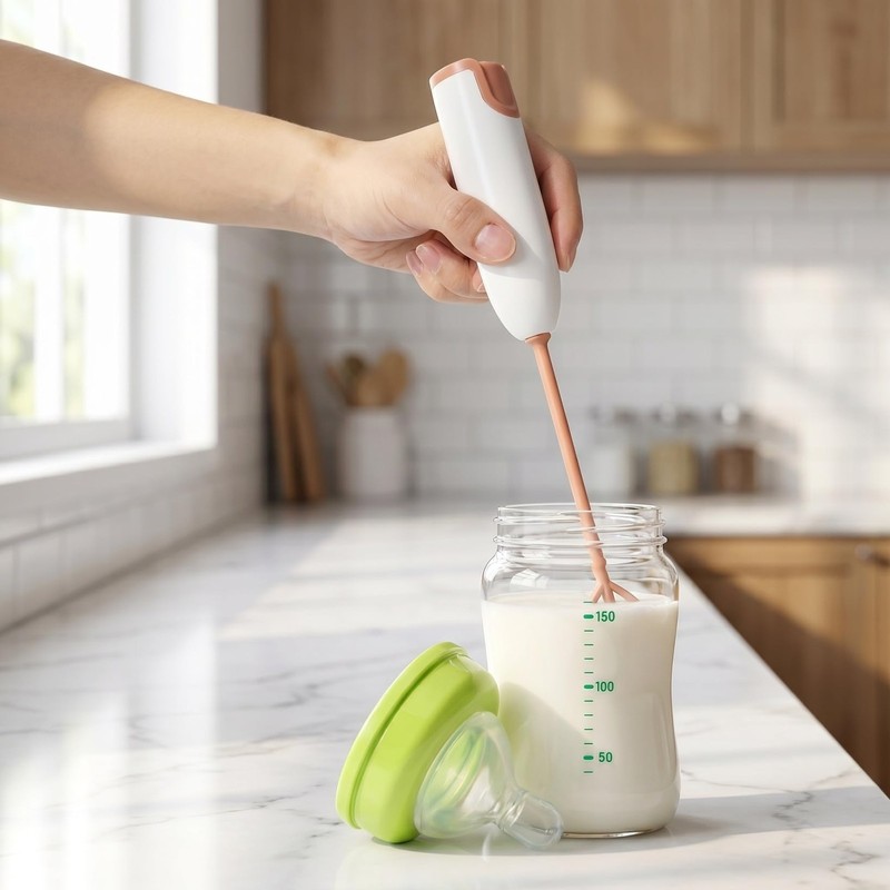 Mini Electric Handheld Mixer with Extended Handle for Milk Powder and Drinks ... gallery