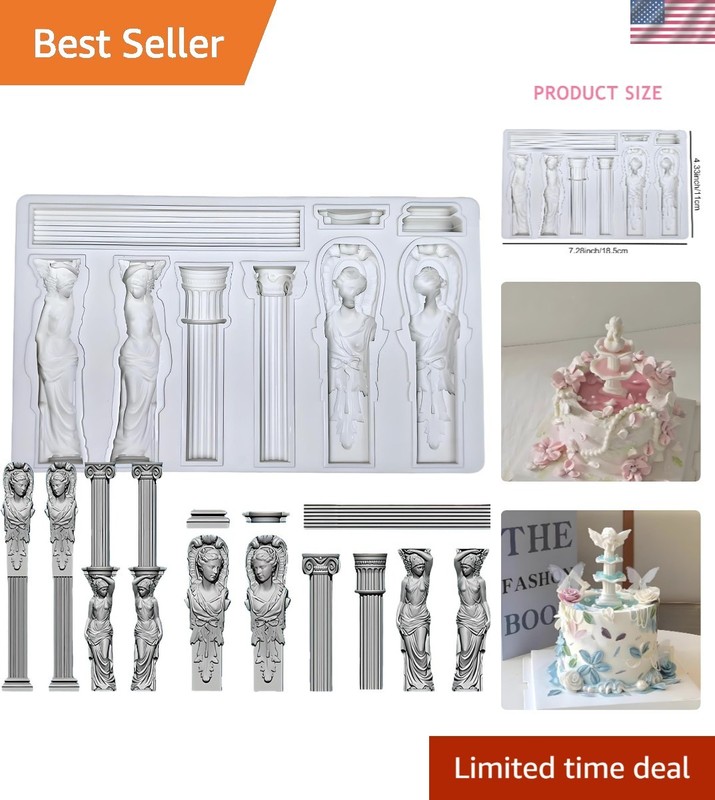 Classical Roman Pillars and Goddess Silicone Mold – Perfect for Decorating Cakes