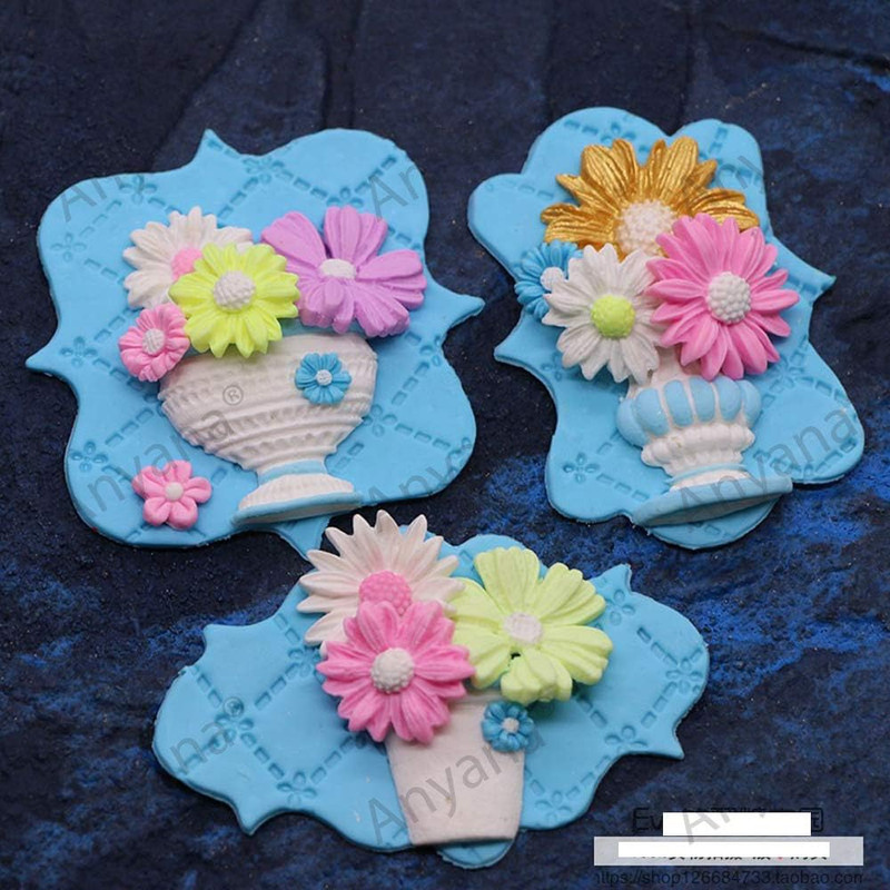 Flower Urns Vases Pots Silicone Mould Cake Fondant Gum Paste Mold for Sugar Past gallery