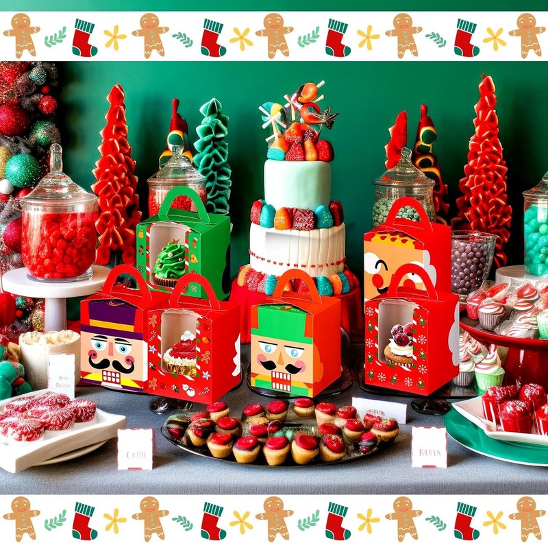 24 Pcs Christmas Cupcake Boxes Cookie with Window Insert... gallery