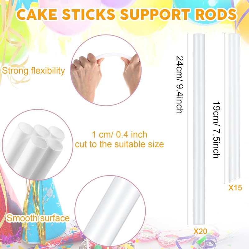 40 Pieces Plastic Cake Dowel Rods Set 20 White Cake Sticks Support Rods, 5 Cake gallery