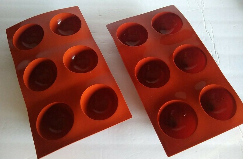 Half Sphere Silicone Molds (2) Pk 6-Cavity Tray Dome Circle Ball Chocolate Soap