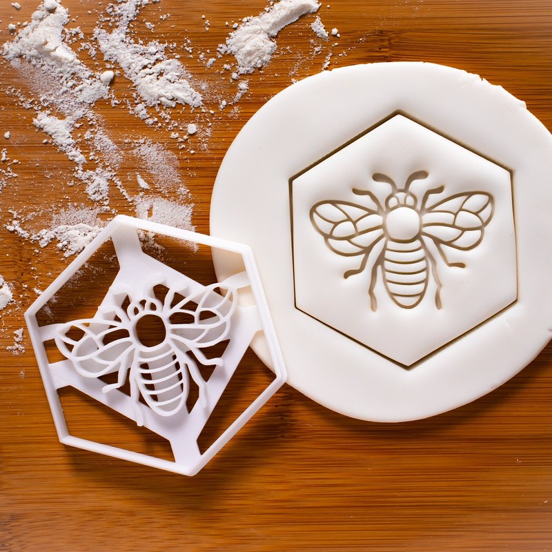 Realistic Bee Cookie Cutter – hexagon honeybee bumble spring wedding beekeeper