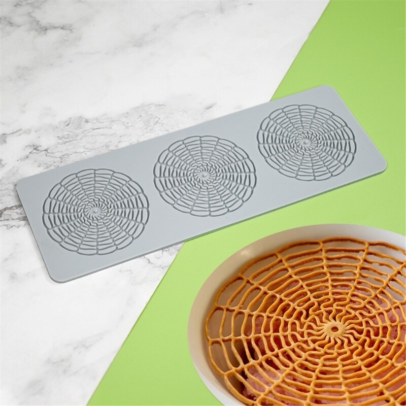 Fondant Impression Mats Pastry Moulds 3 Cavity Hollow Round Net Lace Mat gallery