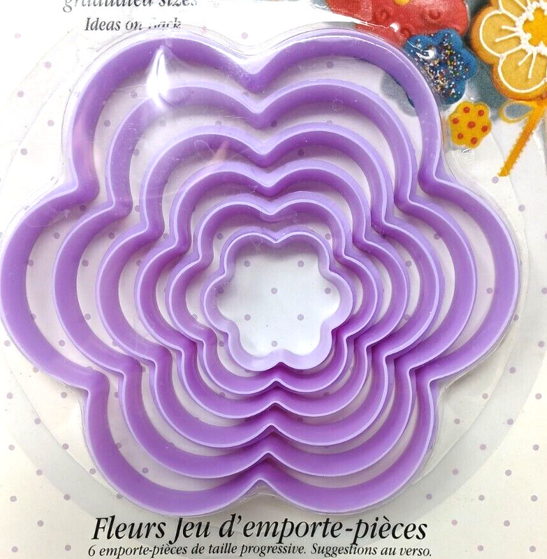 Wilton Flower Cookie Cutters 6 plastic Nesting Graduated Sizes 2304-116 New #D25 gallery