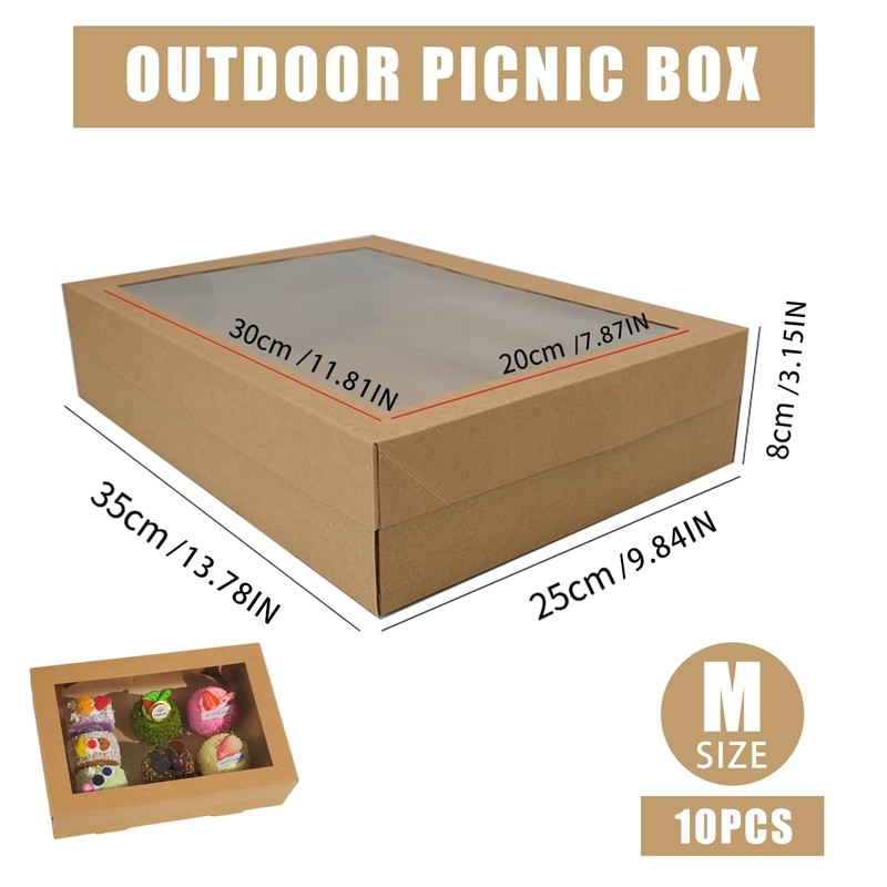 10 Pack Bakery Boxes with Window, 13.78x9.84x3.15 Inch Cookie Boxes, Large Ca... gallery