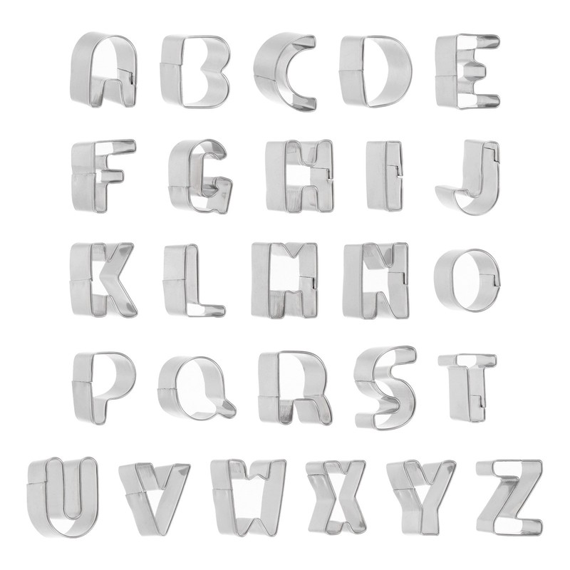 26pcs Alphabet Letter Cookie Cutters Set, Stainless Steel Biscuit Cookie Cutter