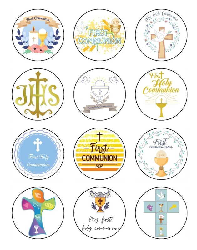 Holy Communion Edible Icing Cupcake Toppers | 1st Communion Decorations
