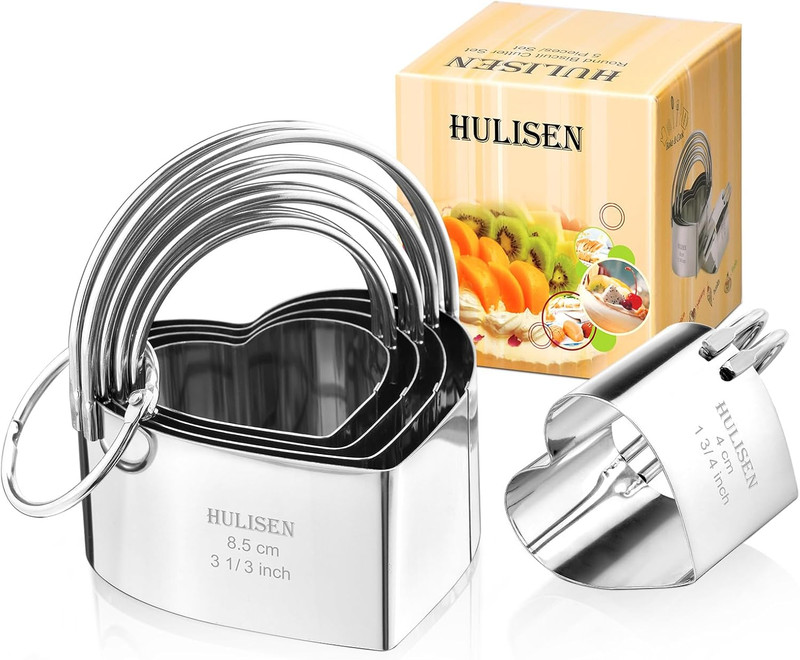 HULISEN Heart Cookie Cutter Set (5 Pieces/Set), Stainless Steel Biscuit Cutter w