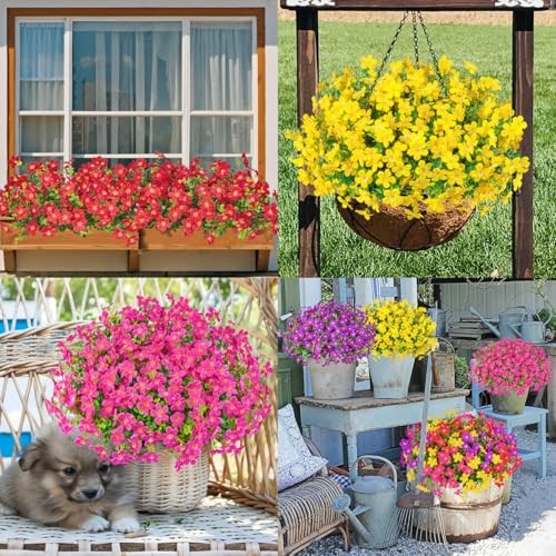 16 Bundles Artificial Flowers for Outdoors Decoration Fake Silk Multi Color gallery