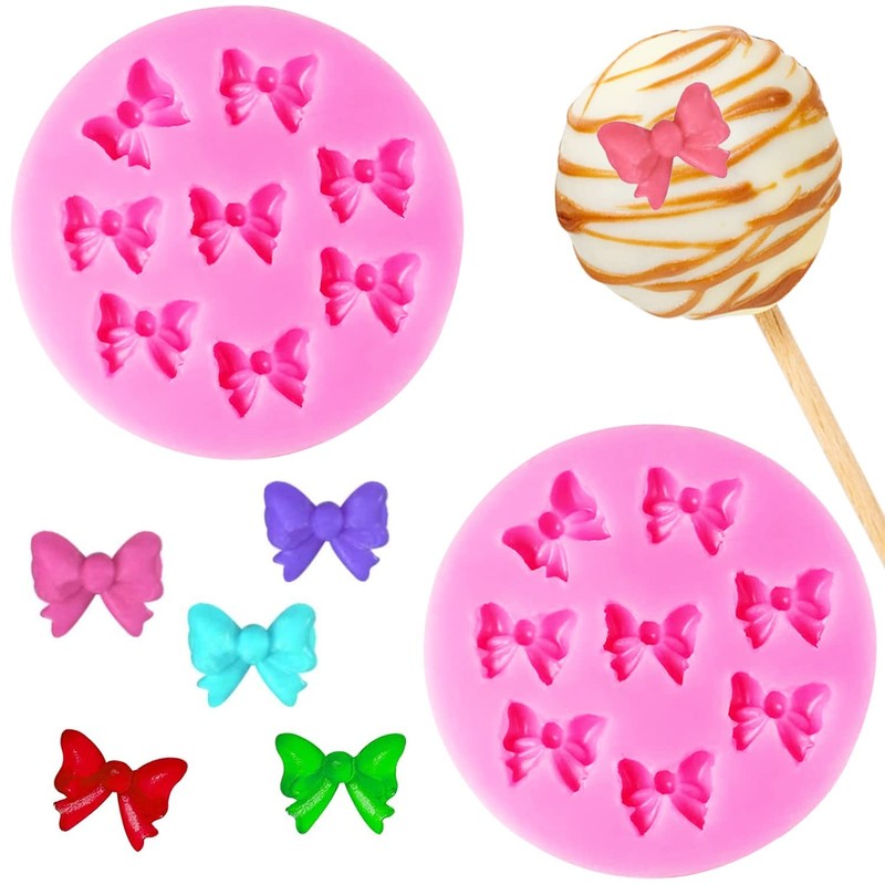 Bow Fondant Molds, 2 Pack Mini Bows Silicone Fondant Molds Bowknot Candy Choc…