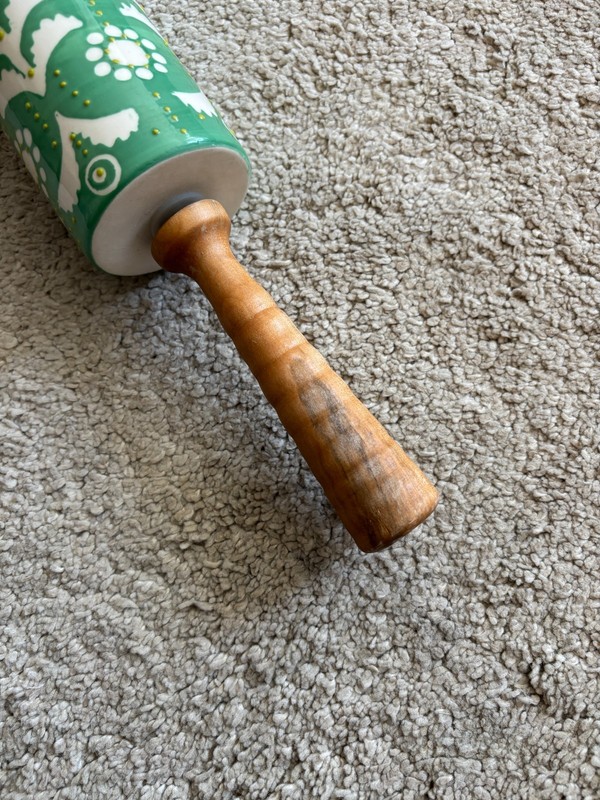 Anthropologie Home Brentanella Green Rolling Pin with 3D Floral Design gallery