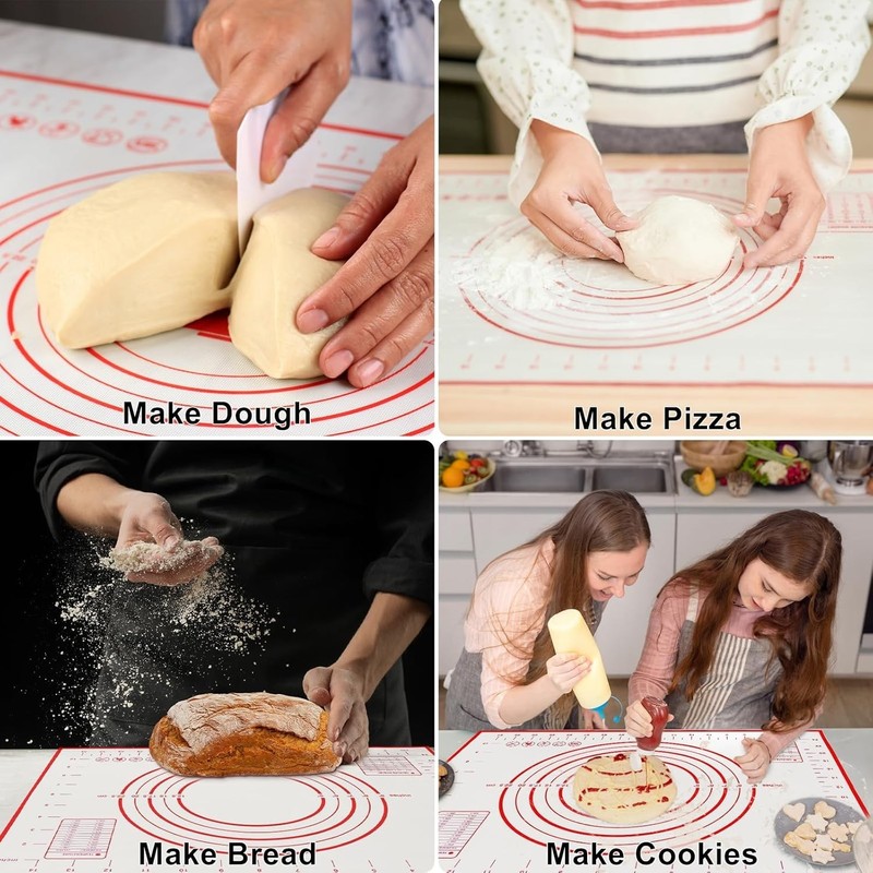 Large 24" x 16" Silicone Baking Mat Non-Slip Pastry & Dough Mat W/ Dough scraper gallery