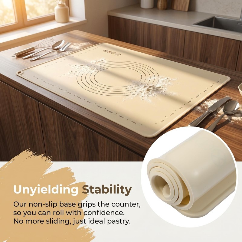 Silicone Baking Mat and Rolling Pin Set - Large Non-Slip Pastry Mat & Non Sti... gallery