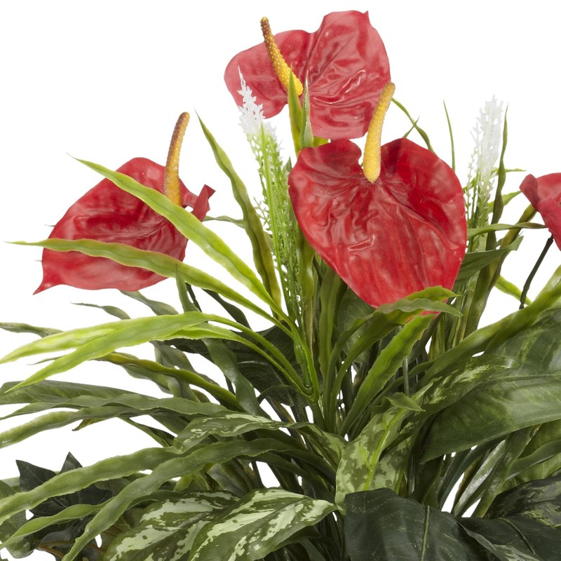 Nearly Natural 6678 Mixed Greens & Anthurium Silk Plant - Decorative Vase gallery