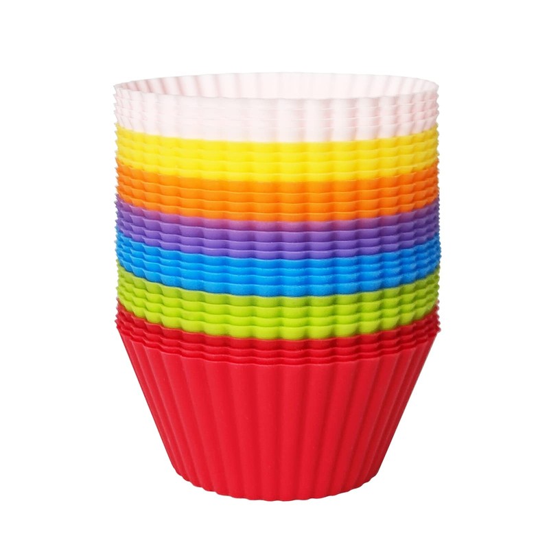 28 Pack Silicone Baking Cups 7 Colors 2.64 Inches Muffin Cups Reusable Cupcake M