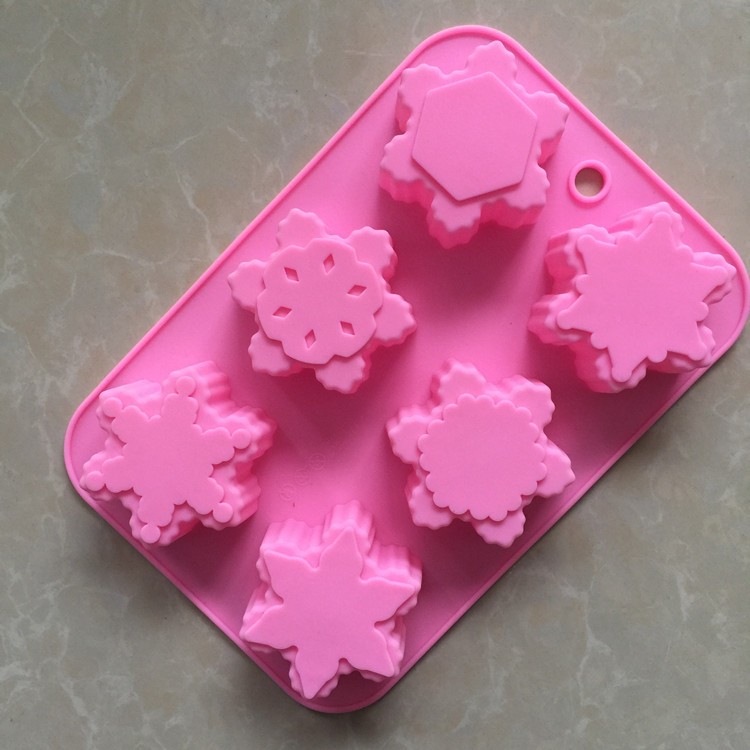 2pcs 6-in-a-row snowflake silicone cake mold handmade soap mold gallery