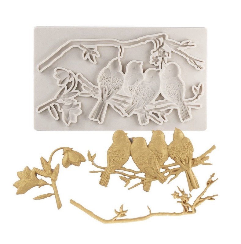 3 Pc Bird Branch Silicone Cake Mold Surround Leaf Decoration Light Gray gallery