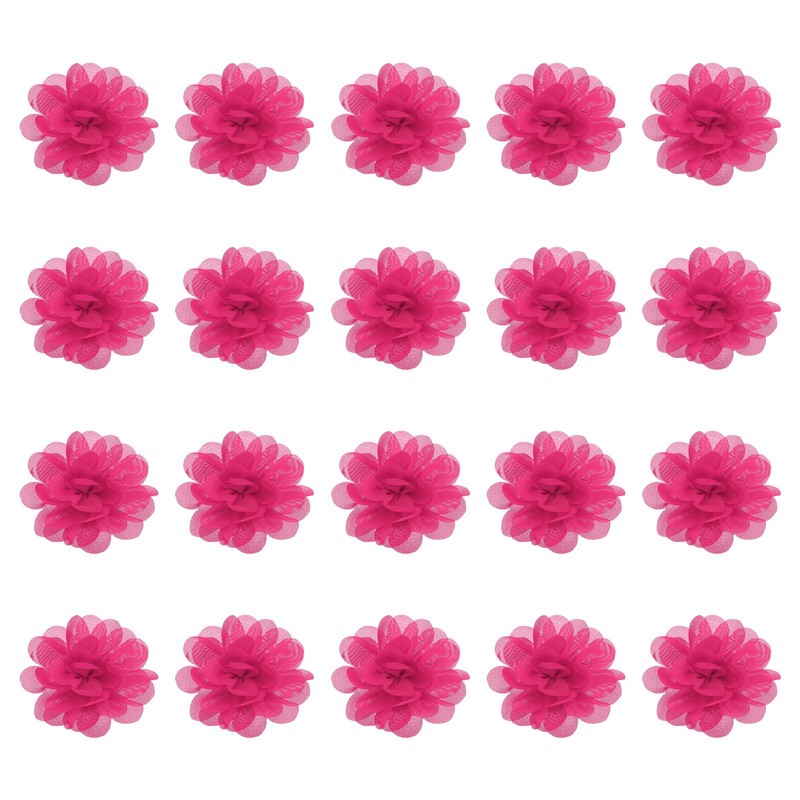 20Pcs 2″ Chiffon Flowers Sewing Fabric Flower Appliques for Crafts Rose Red